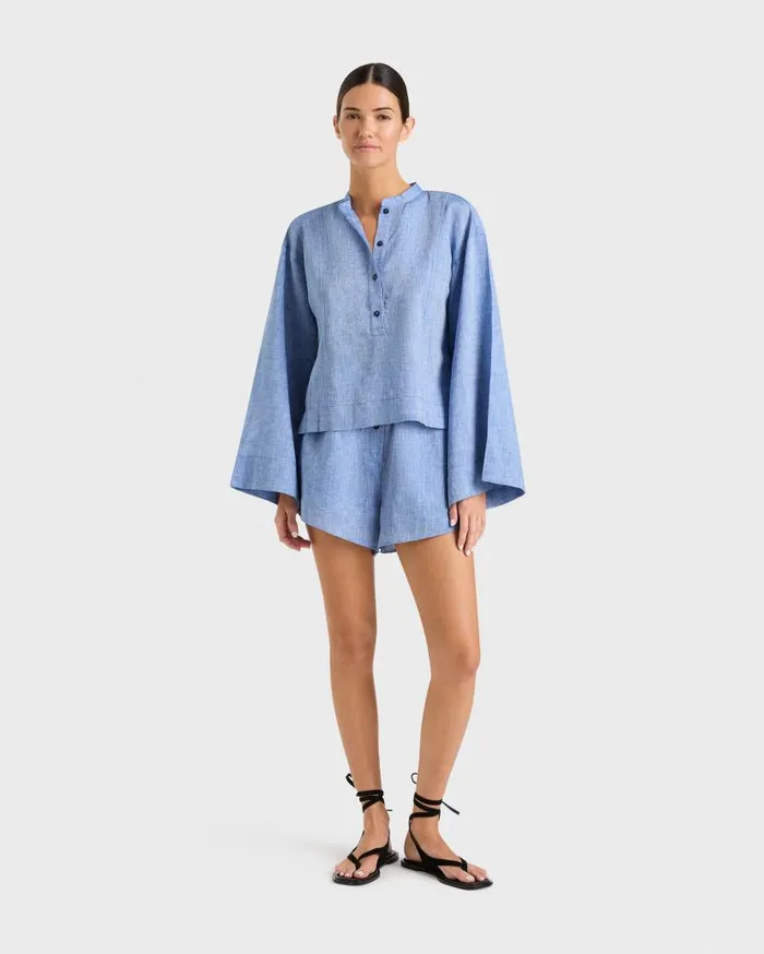 BONDI BORN Matching Separates Leiden Relaxed Sleeve Top 8211 Denim 8211 Women BONDI BORN Matching Separates Leiden Relaxed Sleeve Top 8211 Denim 8211 Women
