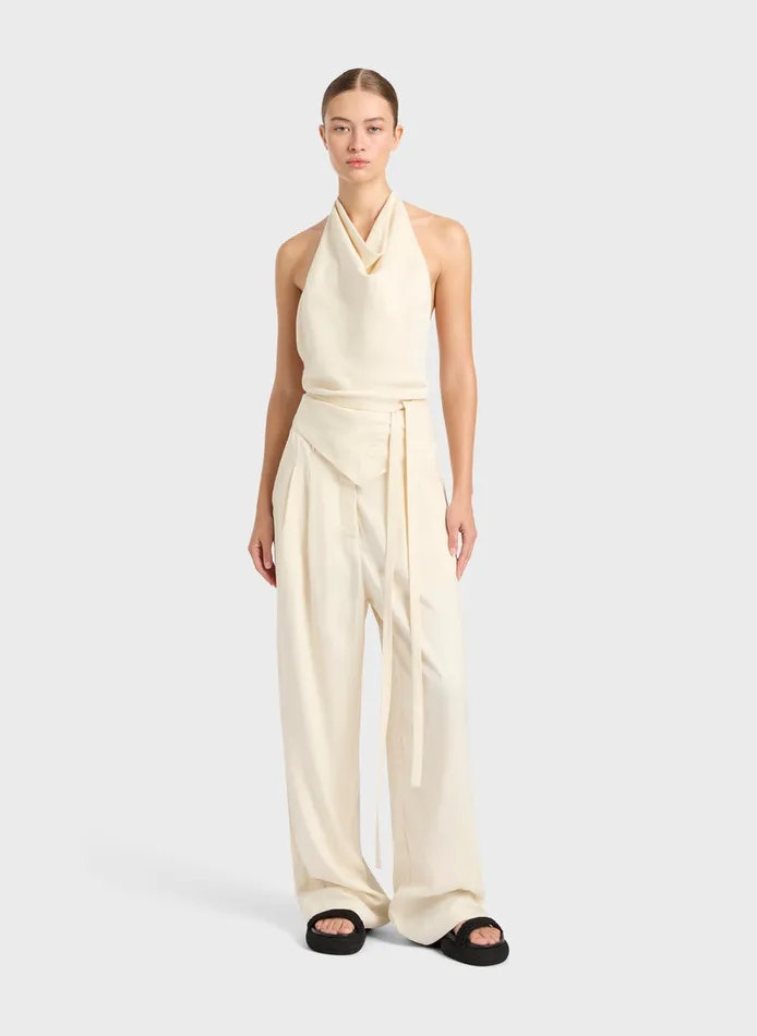 BONDI BORN Matching Separates Lisbon Pleat Front Pant 8211 Cream 8211 Women