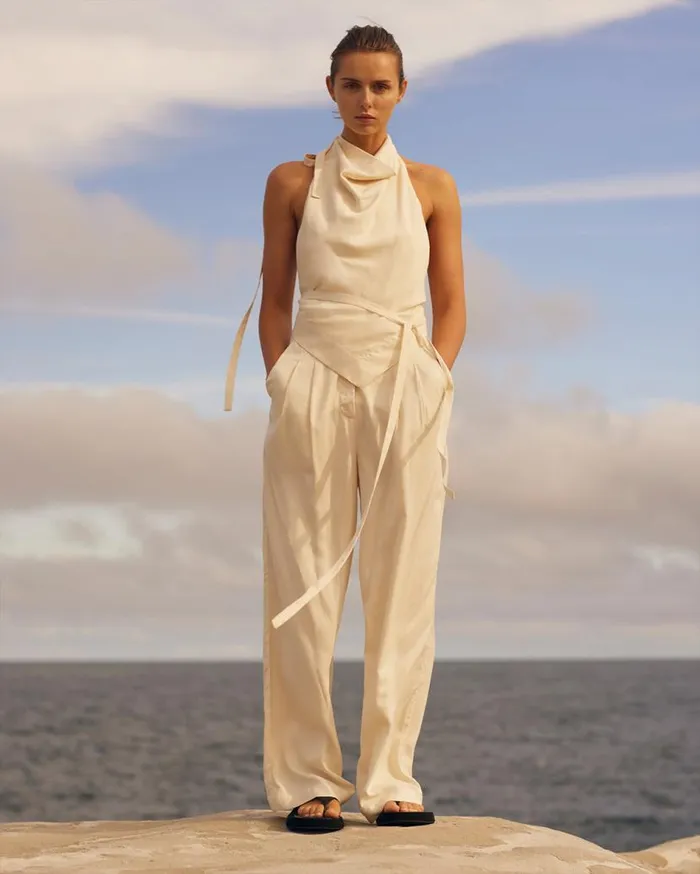 BONDI BORN Matching Separates Lisbon Pleat Front Pant 8211 Cream 8211 Women BONDI BORN Matching Separates Lisbon Pleat Front Pant 8211 Cream 8211 Women
