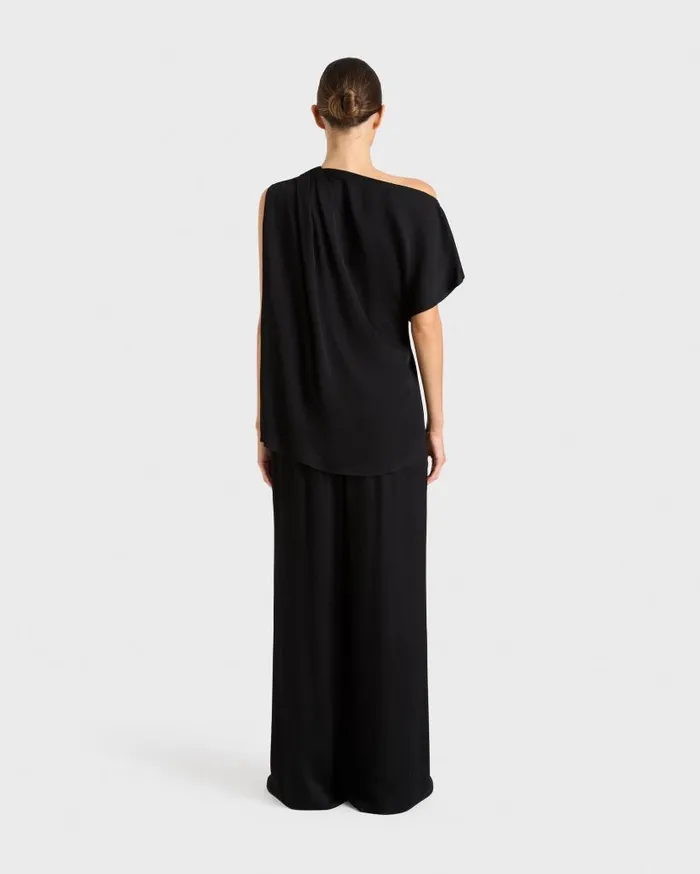 BONDI BORN Shirts and Tops Ardea Draped One Shoulder Top 8211 Black 8211 Women