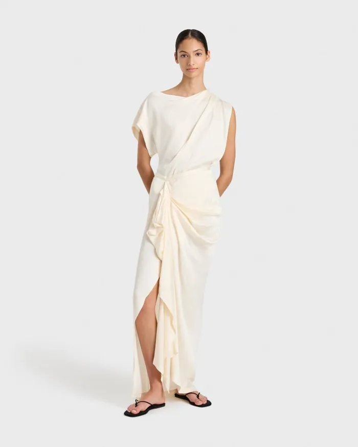 BONDI BORN Shirts and Tops Ardea Draped One Shoulder Top 8211 Pearl 8211 Women BONDI BORN Shirts and Tops Ardea Draped One Shoulder Top 8211 Pearl 8211 Women