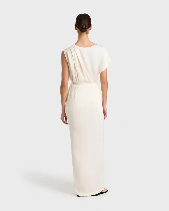 BONDI BORN Shirts and Tops Ardea Draped One Shoulder Top 8211 Pearl 8211 Women