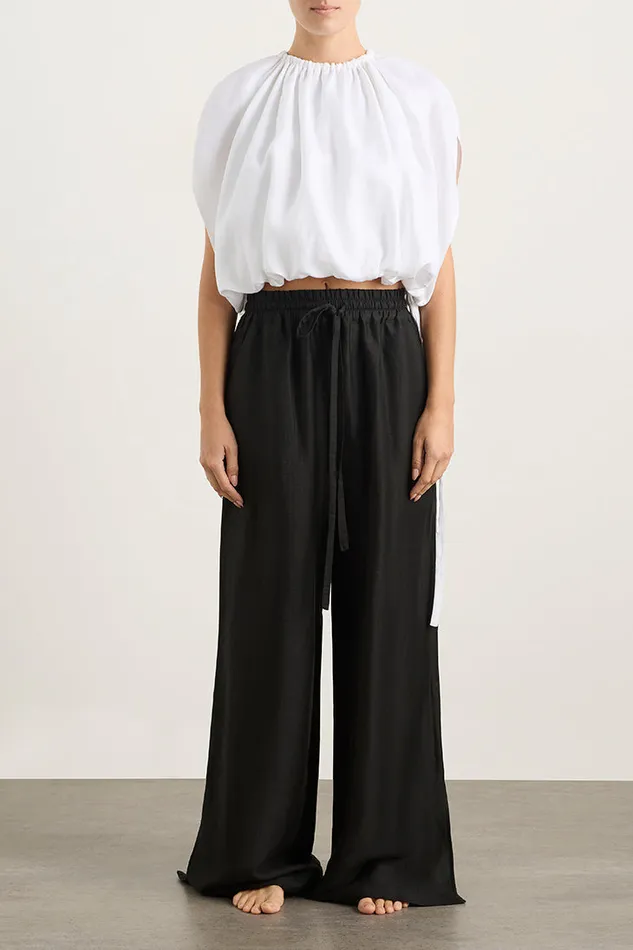BONDI BORN Shirts and Tops Leiden Organic Linen Bubble Top 8211 White 8211 Women