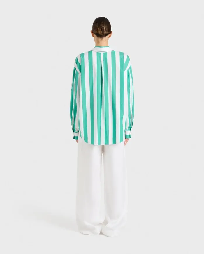 BONDI BORN Shirts and Tops Leon Classic Shirt 8211 Emerald Stripe 8211 Women