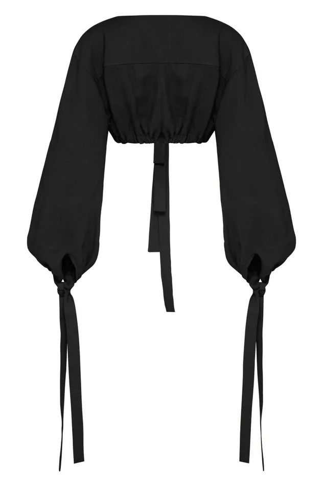 BONDI BORN Shirts and Tops Tobago Organic Linen Top 8211 Black 8211 Women