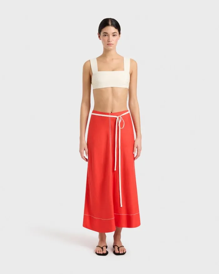 BONDI BORN Skirts Delphi Bias Cut Maxi Skirt 8211 Scarlet 8211 Women