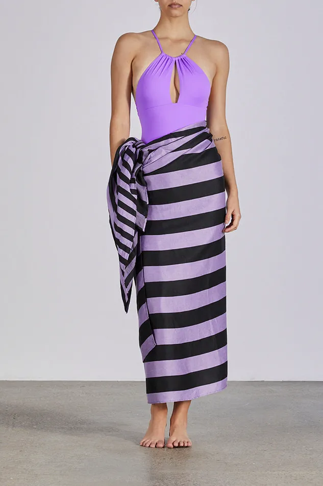 BONDI BORN Skirts Maroma Sarong Skirt 8211 Purple Stripe 8211 Women