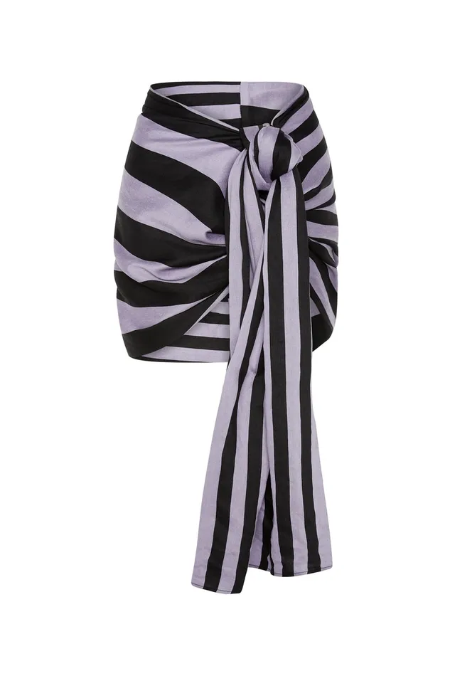 BONDI BORN Skirts Maroma Sarong Skirt 8211 Purple Stripe 8211 Women