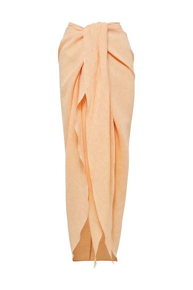 BONDI BORN Skirts Organic Linen Tie Front Draped Skirt 8211 Stardust 8211 Women
