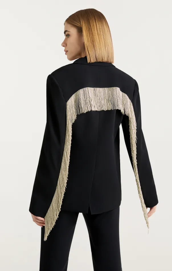 Cinq A Sept Blazers Women Beaded Fringe Ira Blazer Black