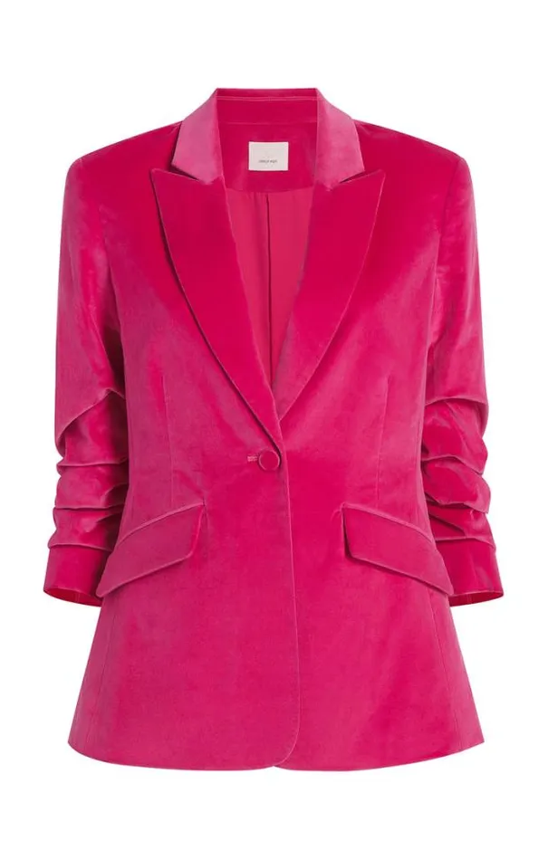 Cinq A Sept Blazers Women Chenille Velvet Scrunched Cheyenne Blazer Pink Dahlia