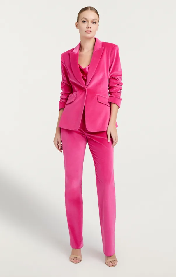 Cinq A Sept Blazers Women Chenille Velvet Scrunched Cheyenne Blazer Pink Dahlia