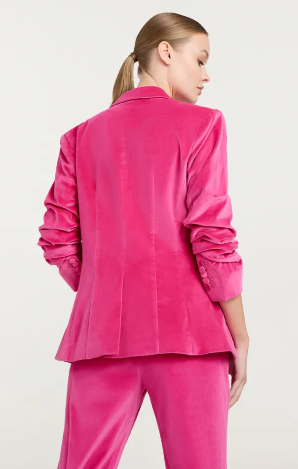 Cinq A Sept Blazers Women Chenille Velvet Scrunched Cheyenne Blazer Pink Dahlia