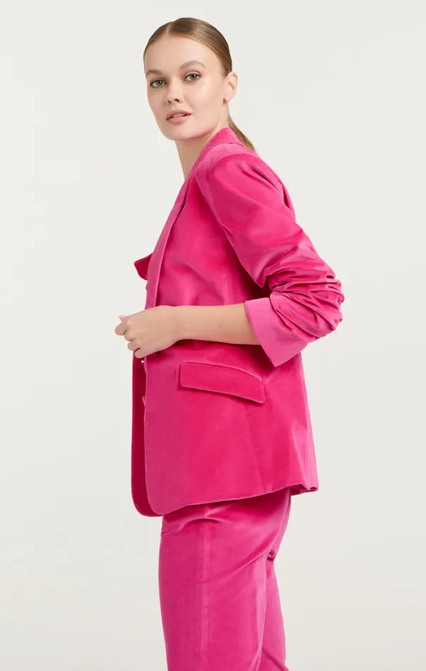 Cinq A Sept Blazers Women Chenille Velvet Scrunched Cheyenne Blazer Pink Dahlia