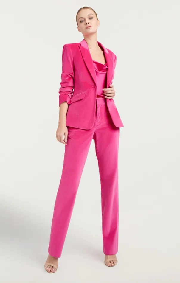 Cinq A Sept Blazers Women Chenille Velvet Scrunched Cheyenne Blazer Pink Dahlia