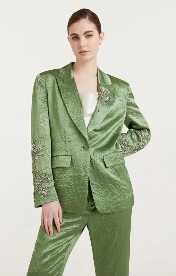 Cinq A Sept Blazers Women Crystal Floral Embellished Cheyenne Blazer Bonsai