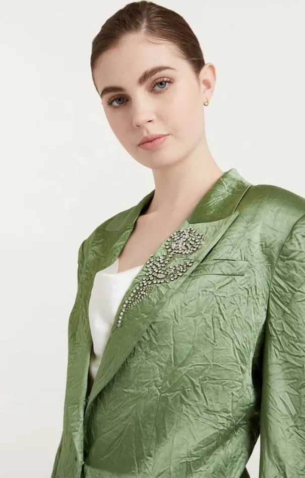 Cinq A Sept Blazers Women Crystal Floral Embellished Cheyenne Blazer Bonsai