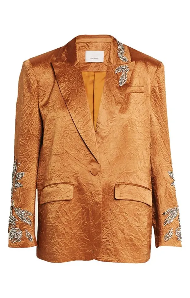 Cinq A Sept Blazers Women Crystal Floral Embellished Cheyenne Blazer Pecan