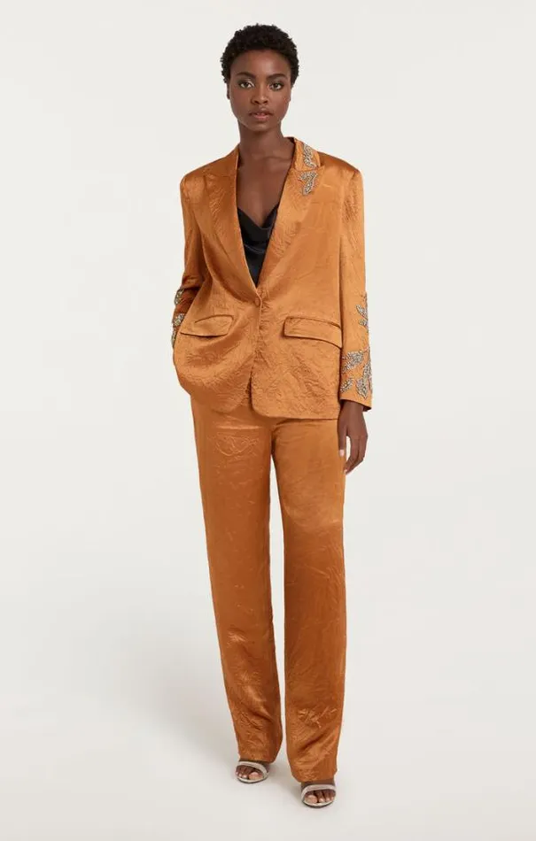 Cinq A Sept Blazers Women Crystal Floral Embellished Cheyenne Blazer Pecan