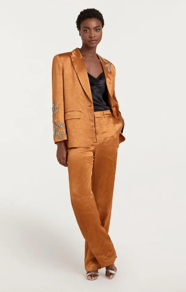 Cinq A Sept Blazers Women Crystal Floral Embellished Cheyenne Blazer Pecan