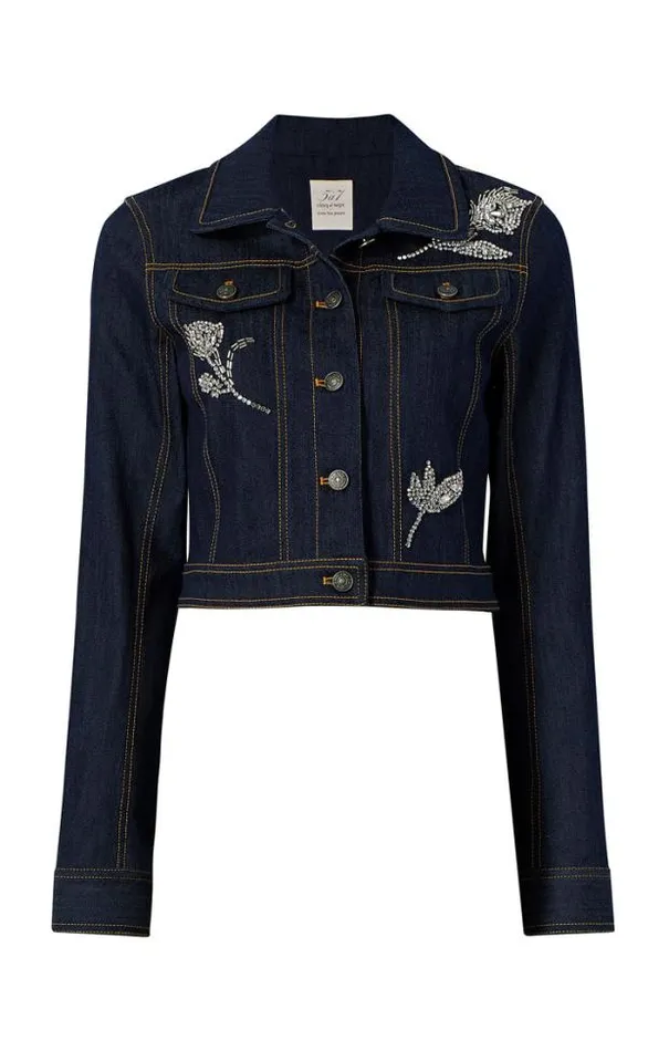 Cinq A Sept Blazers Women Crystal Floral Regina Jacket Indigo
