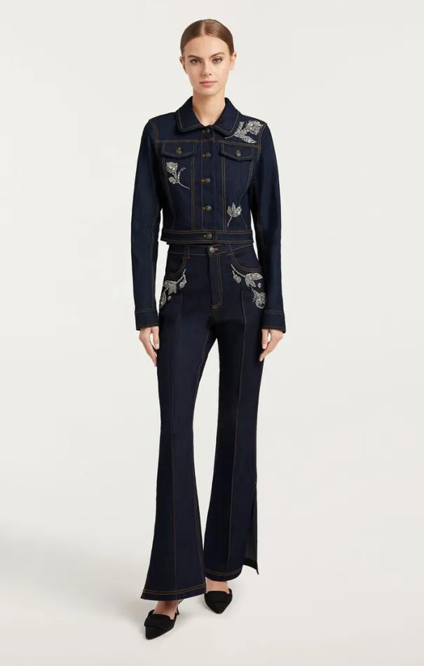 Cinq A Sept Blazers Women Crystal Floral Regina Jacket Indigo