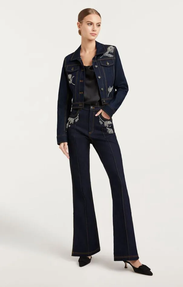 Cinq A Sept Blazers Women Crystal Floral Regina Jacket Indigo