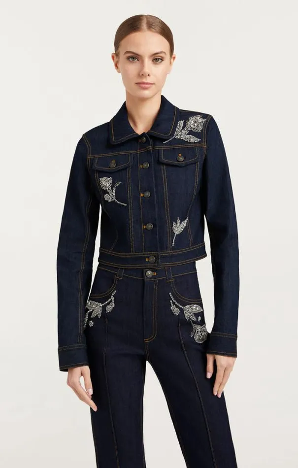 Cinq A Sept Blazers Women Crystal Floral Regina Jacket Indigo