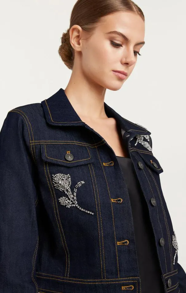 Cinq A Sept Blazers Women Crystal Floral Regina Jacket Indigo