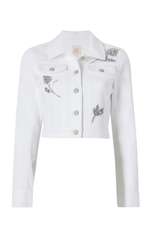 Cinq A Sept Blazers Women Crystal Floral Regina Jacket White