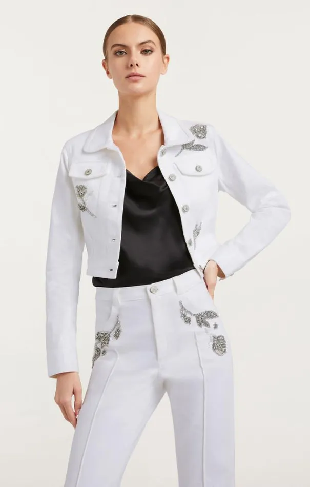 Cinq A Sept Blazers Women Crystal Floral Regina Jacket White