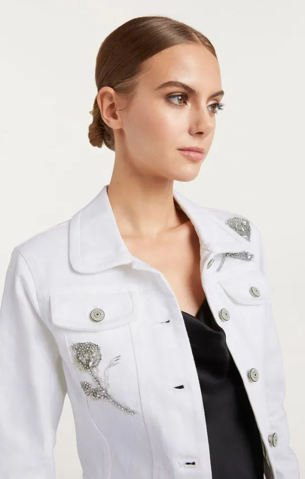 Cinq A Sept Blazers Women Crystal Floral Regina Jacket White