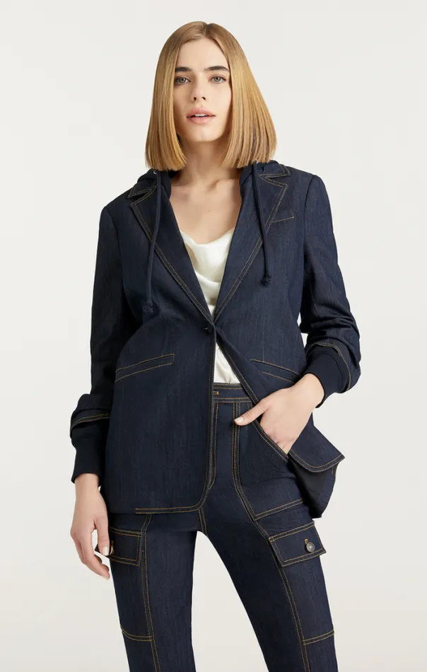Cinq A Sept Blazers Women Denim Hooded Khloe Blazer Indigo
