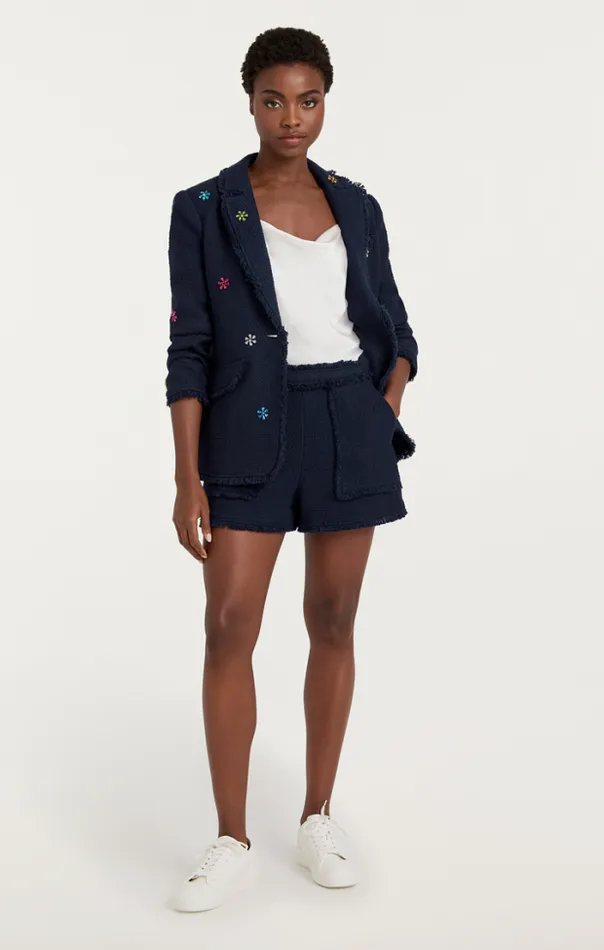 Cinq A Sept Blazers Women Ditsy Floral Boucle Khloe Blazer Navy