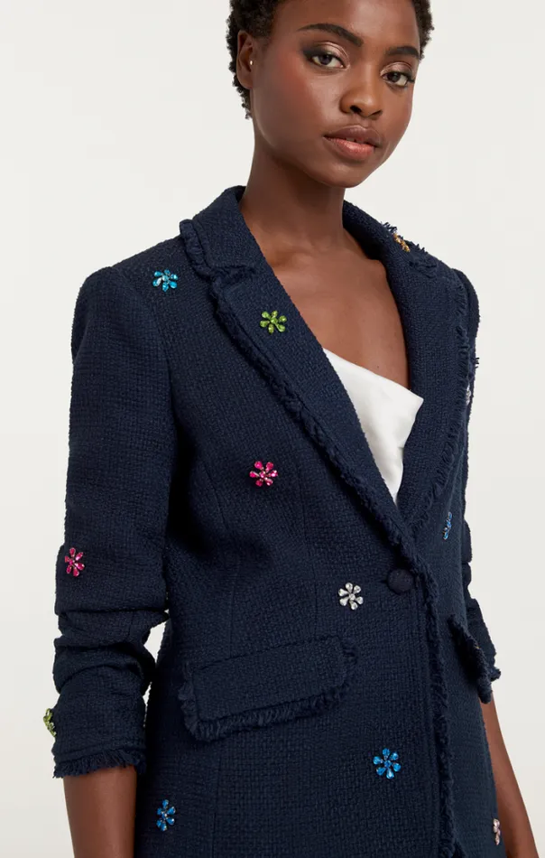 Cinq A Sept Blazers Women Ditsy Floral Boucle Khloe Blazer Navy