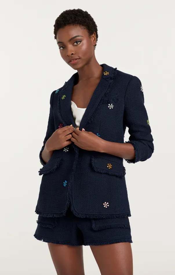 Cinq A Sept Blazers Women Ditsy Floral Boucle Khloe Blazer Navy