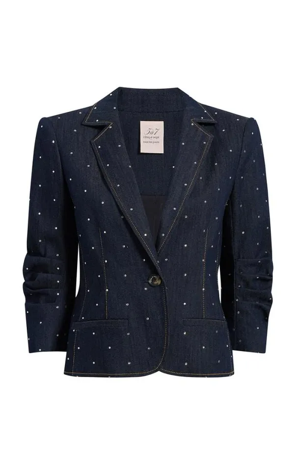 Cinq A Sept Blazers Women Ditsy Rhinestone Le Petit Khloe Blazer Indigo