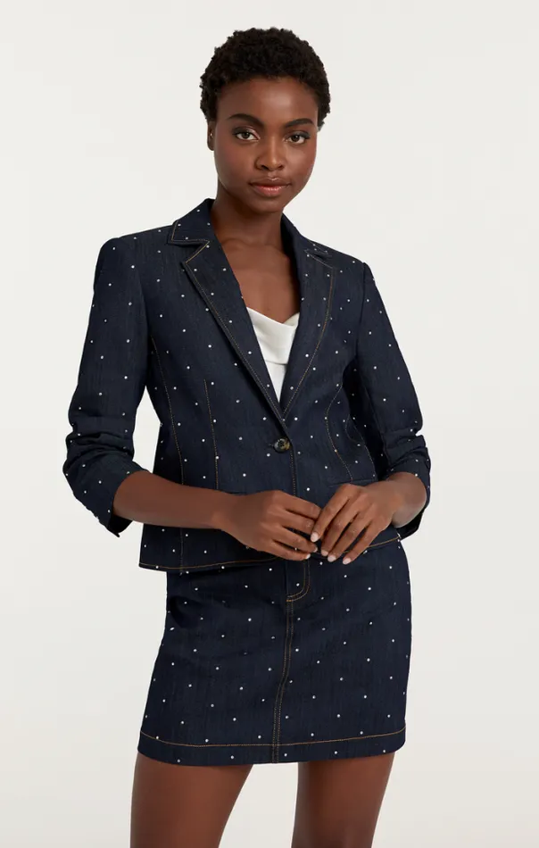 Cinq A Sept Blazers Women Ditsy Rhinestone Le Petit Khloe Blazer Indigo