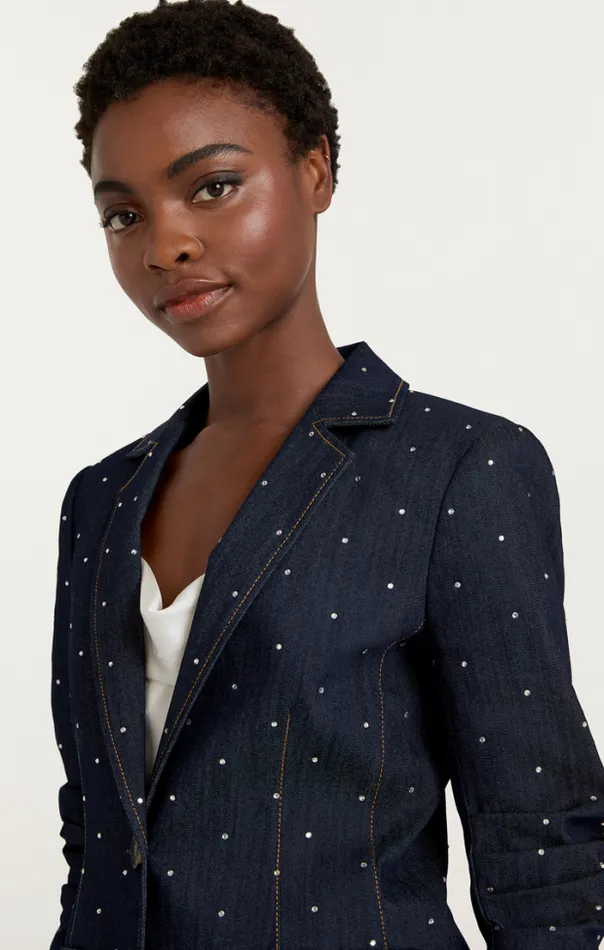 Cinq A Sept Blazers Women Ditsy Rhinestone Le Petit Khloe Blazer Indigo
