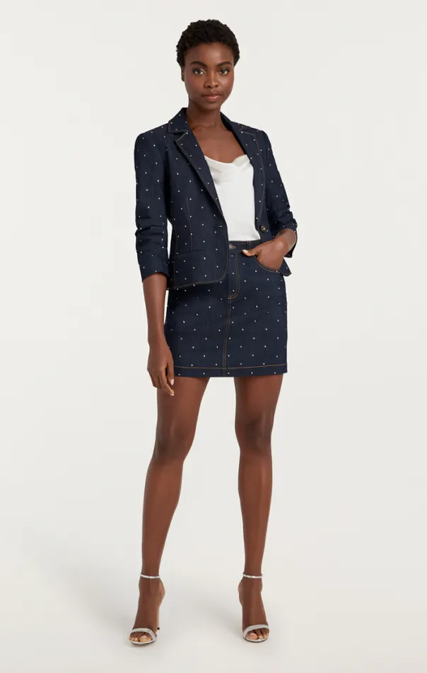 Cinq A Sept Blazers Women Ditsy Rhinestone Le Petit Khloe Blazer Indigo