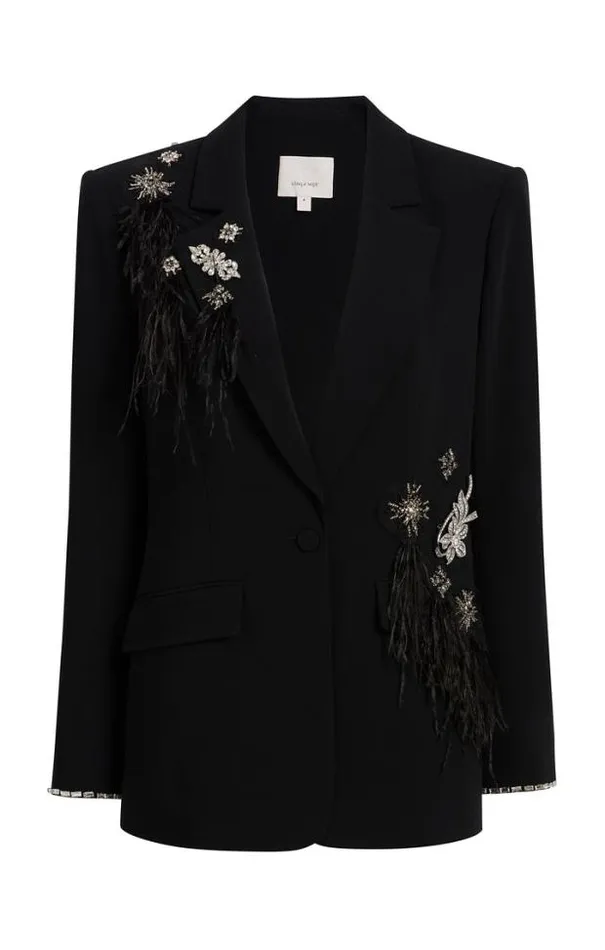 Cinq A Sept Blazers Women Feather Bouquet Jamila Blazer Black