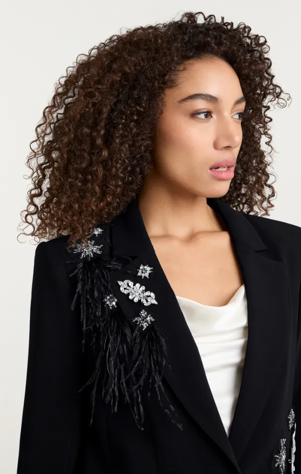 Cinq A Sept Blazers Women Feather Bouquet Jamila Blazer Black