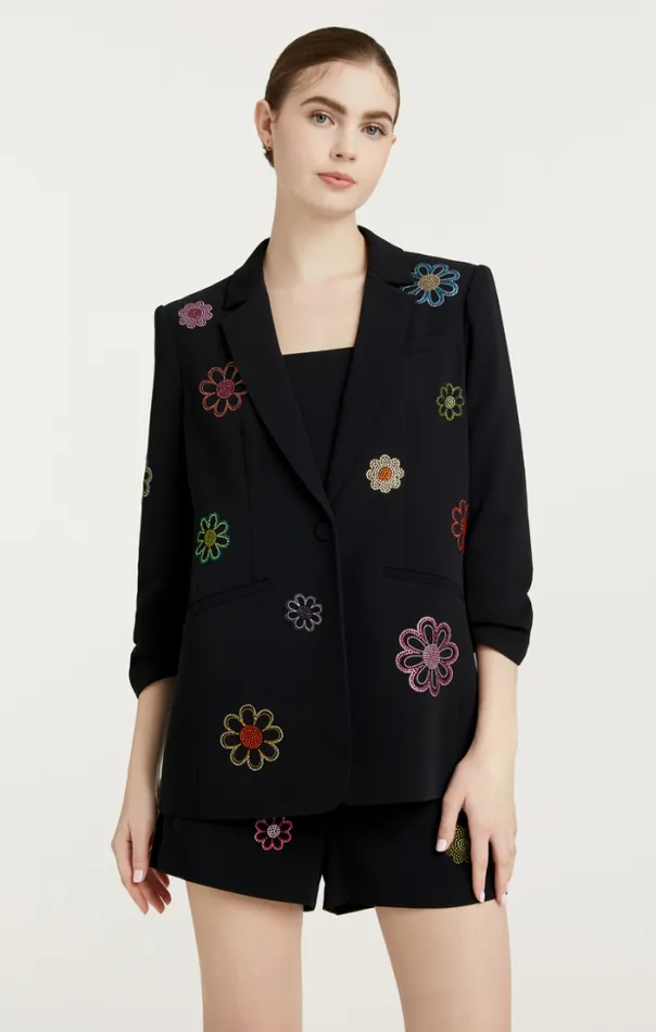 Cinq A Sept Blazers Women Heatset Daisies Khloe Blazer Black