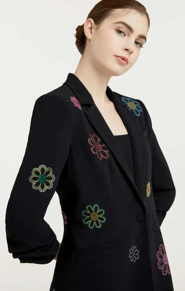 Cinq A Sept Blazers Women Heatset Daisies Khloe Blazer Black