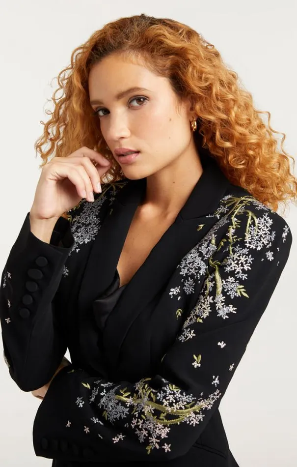 Cinq A Sept Blazers Women Lilac Vine Embellished Cheyenne Blazer Black Multi