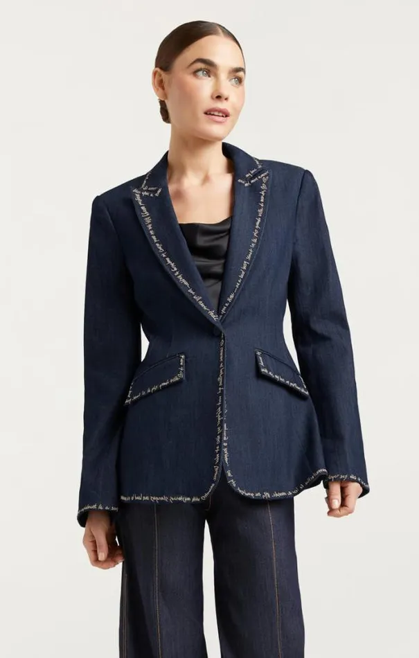 Cinq A Sept Blazers Women Love Letter Denim Cheyenne Blazer Indigo