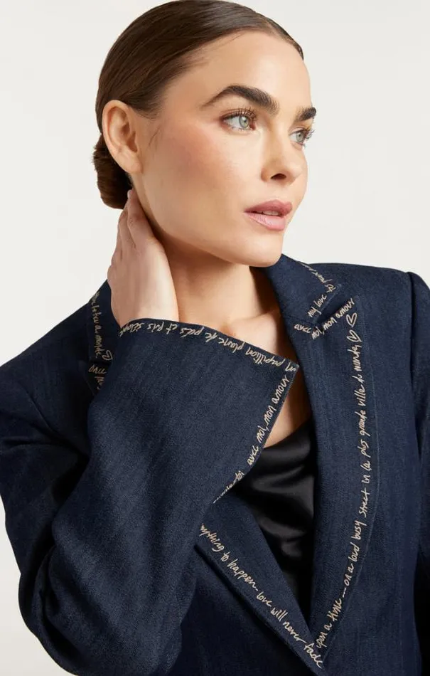 Cinq A Sept Blazers Women Love Letter Denim Cheyenne Blazer Indigo