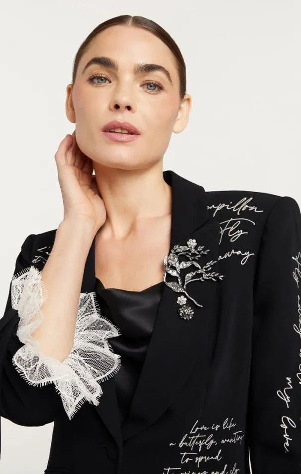 Cinq A Sept Blazers Women Mon Amour Embellished Roxie Blazer Blacksilver