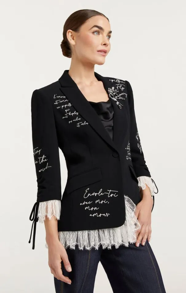 Cinq A Sept Blazers Women Mon Amour Embellished Roxie Blazer Blacksilver