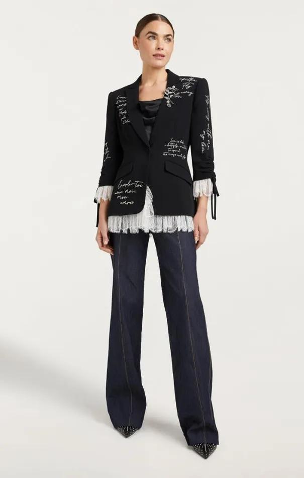 Cinq A Sept Blazers Women Mon Amour Embellished Roxie Blazer Blacksilver